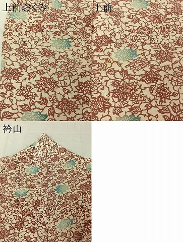 平和屋着物▽上質な小紋　単衣　お召地　型染め　草花文　正絹　逸品　AABK2090jh