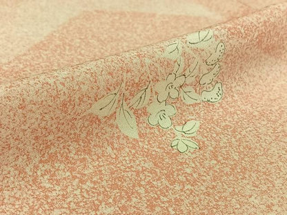 平和屋着物▽上質な小紋　単衣　手描き　草花文　正絹　逸品　AABK2091jh