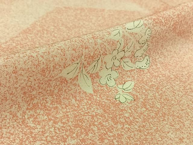 平和屋着物▽上質な小紋　単衣　手描き　草花文　正絹　逸品　AABK2091jh