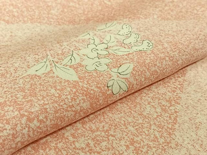 平和屋着物▽上質な小紋　単衣　手描き　草花文　正絹　逸品　AABK2091jh