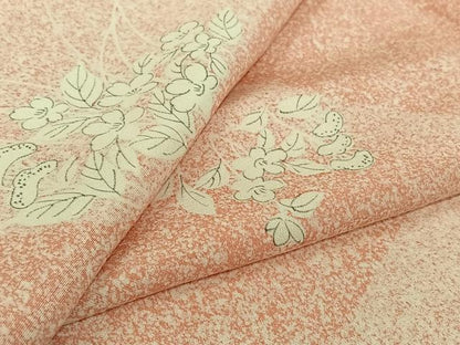 平和屋着物▽上質な小紋　単衣　手描き　草花文　正絹　逸品　AABK2091jh