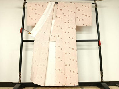平和屋着物▽上質な小紋　単衣　型染め　花唐草文　蛍暈し　正絹　逸品　AABK2092jh