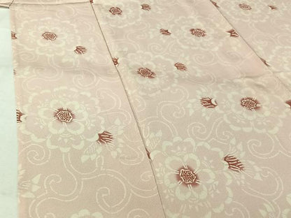 平和屋着物▽上質な小紋　単衣　型染め　花唐草文　蛍暈し　正絹　逸品　AABK2092jh
