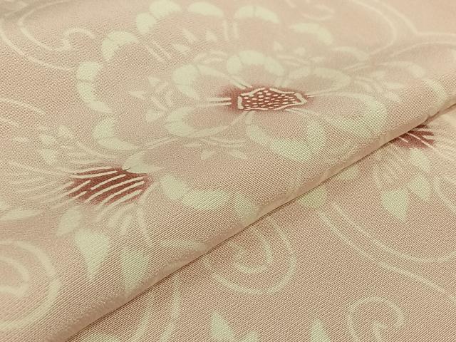平和屋着物▽上質な小紋　単衣　型染め　花唐草文　蛍暈し　正絹　逸品　AABK2092jh