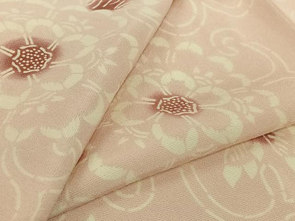 平和屋着物▽上質な小紋　単衣　型染め　花唐草文　蛍暈し　正絹　逸品　AABK2092jh