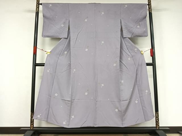 平和屋着物▽上質な小紋　単衣　舞花文　正絹　逸品　AABK2093jh