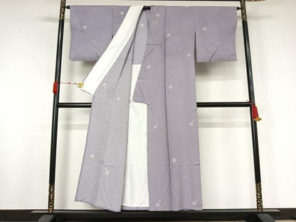 平和屋着物▽上質な小紋　単衣　舞花文　正絹　逸品　AABK2093jh