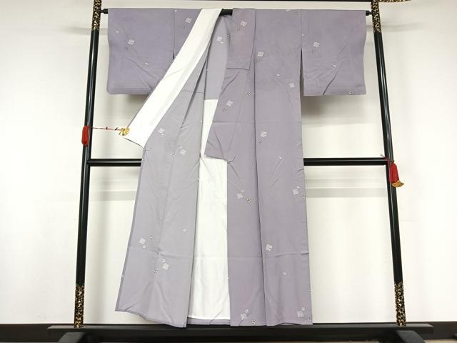 平和屋着物▽上質な小紋　単衣　舞花文　正絹　逸品　AABK2093jh