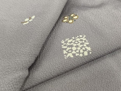 平和屋着物▽上質な小紋　単衣　舞花文　正絹　逸品　AABK2093jh