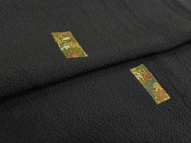 平和屋着物▽上質な小紋　単衣　短冊花文　金彩　鬼しぼ縮緬　正絹　逸品　AABK2095jh