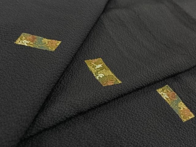 平和屋着物▽上質な小紋　単衣　短冊花文　金彩　鬼しぼ縮緬　正絹　逸品　AABK2095jh