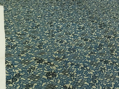 平和屋着物▽上質な小紋　単衣　型染め　青海波花文　鬼しぼ縮緬　正絹　逸品　AABK2096jh