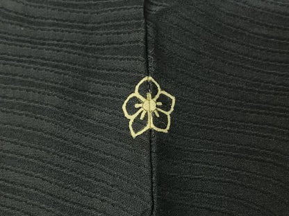 平和屋着物▽上質な色無地　単衣　流水地紋　鉄御納戸色　正絹　逸品　AABK2106jh