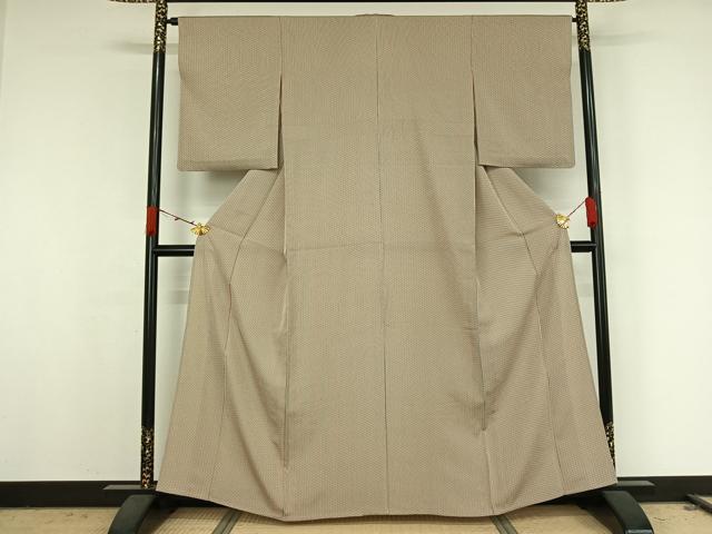 平和屋着物▽上質な小紋　単衣　縞　正絹　逸品　AABK2109jh