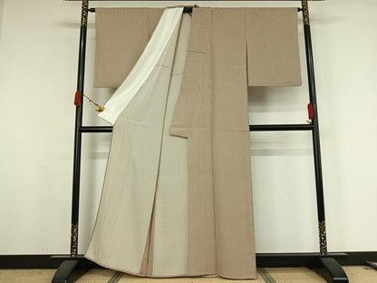 平和屋着物▽上質な小紋　単衣　縞　正絹　逸品　AABK2109jh