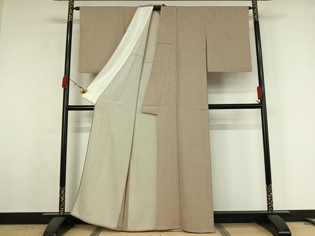 平和屋着物▽上質な小紋　単衣　縞　正絹　逸品　AABK2109jh