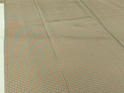 平和屋着物▽上質な小紋　単衣　縞　正絹　逸品　AABK2109jh