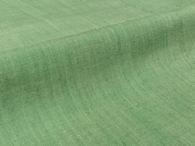 平和屋着物▽結城紬　単衣　色無地　錆青磁色　正絹　逸品　AABK2110jh