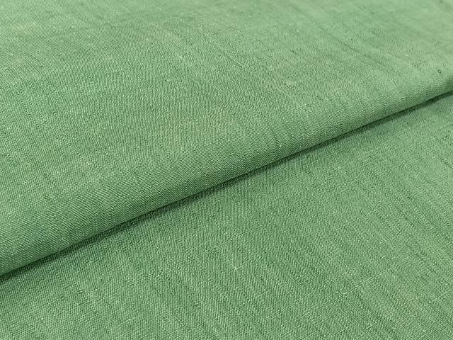 平和屋着物▽結城紬　単衣　色無地　錆青磁色　正絹　逸品　AABK2110jh