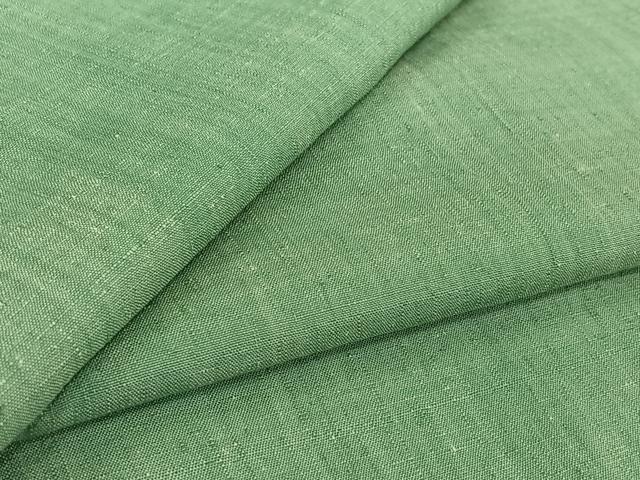 平和屋着物▽結城紬　単衣　色無地　錆青磁色　正絹　逸品　AABK2110jh