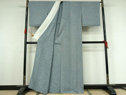 平和屋着物▽上質な小紋　単衣　霞文　正絹　逸品　AABK2111jh