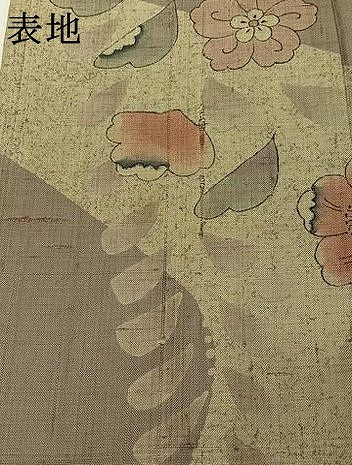 平和屋着物▽訪問着　単衣　紬地　辻が花　手描き　正絹　逸品　AABK2112jh