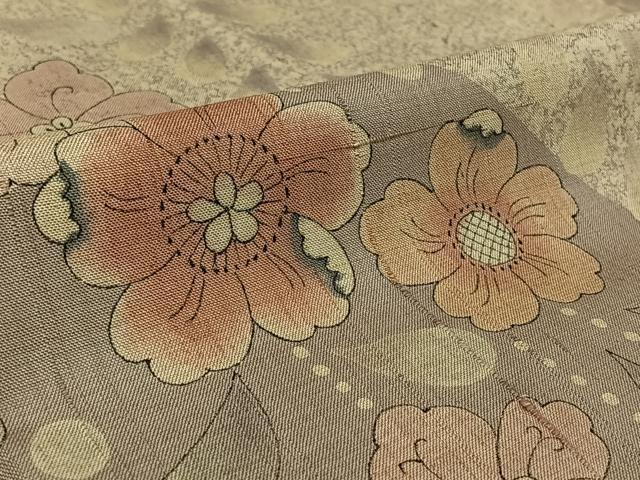 平和屋着物▽訪問着　単衣　紬地　辻が花　手描き　正絹　逸品　AABK2112jh