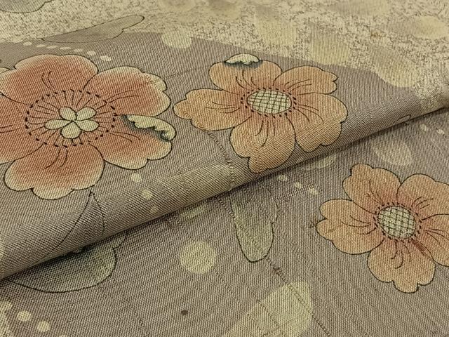 平和屋着物▽訪問着　単衣　紬地　辻が花　手描き　正絹　逸品　AABK2112jh