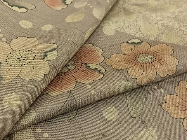 平和屋着物▽訪問着　単衣　紬地　辻が花　手描き　正絹　逸品　AABK2112jh