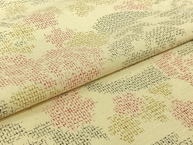 平和屋着物▽上質な紬　単衣　風景花文　正絹　逸品　AABK2113jh