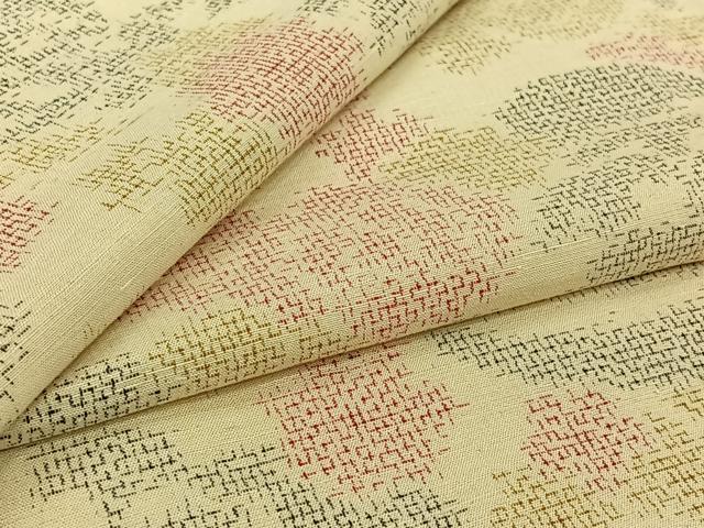 平和屋着物▽上質な紬　単衣　風景花文　正絹　逸品　AABK2113jh