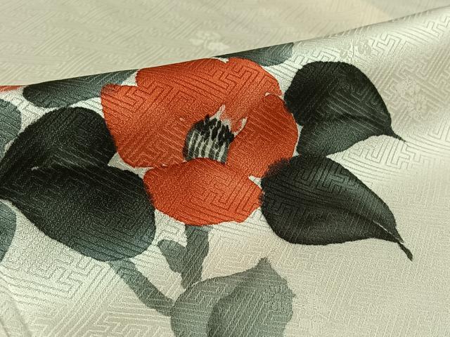 平和屋着物▽訪問着　単衣　作家物　手描き　枝花文　暈し染め　金彩　正絹　逸品　AABK2118jh