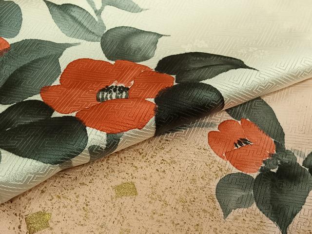 平和屋着物▽訪問着　単衣　作家物　手描き　枝花文　暈し染め　金彩　正絹　逸品　AABK2118jh