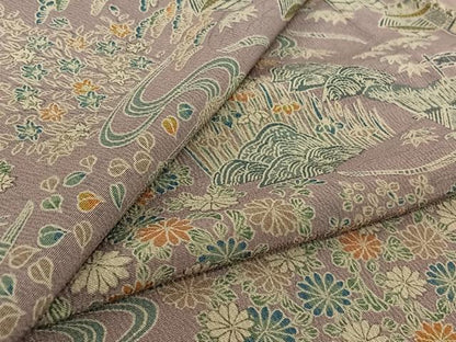 平和屋着物▽上質な小紋　単衣　風景流水花文　正絹　逸品　AABK2119jh