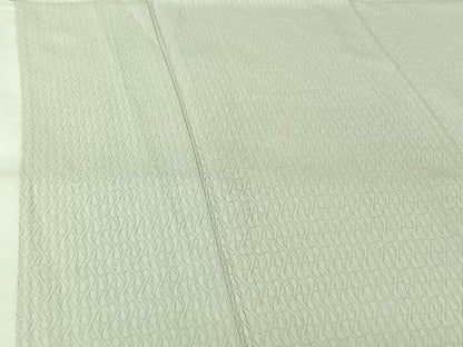 平和屋着物▽お召　単衣　幾何学文様　白磁色　正絹　逸品　AABK2120jh