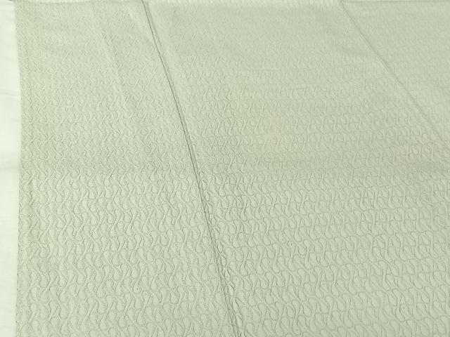 平和屋着物▽お召　単衣　幾何学文様　白磁色　正絹　逸品　AABK2120jh