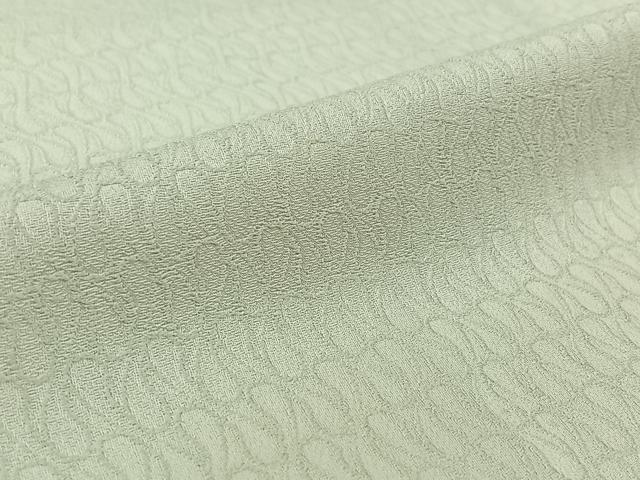 平和屋着物▽お召　単衣　幾何学文様　白磁色　正絹　逸品　AABK2120jh