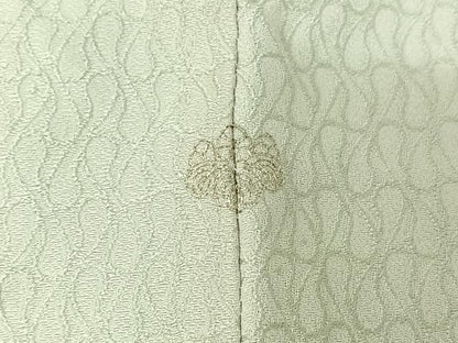 平和屋着物▽お召　単衣　幾何学文様　白磁色　正絹　逸品　AABK2120jh