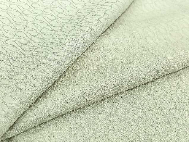 平和屋着物▽お召　単衣　幾何学文様　白磁色　正絹　逸品　AABK2120jh