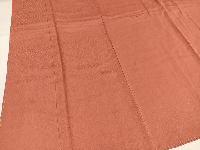 平和屋着物●上質な色無地　霞地紋　甚三紅色　正絹　逸品　未使用　AABK2121ph