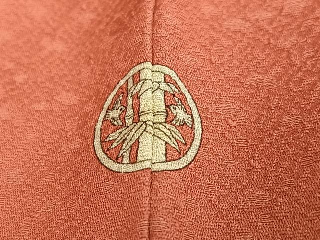 平和屋着物●上質な色無地　霞地紋　甚三紅色　正絹　逸品　未使用　AABK2121ph