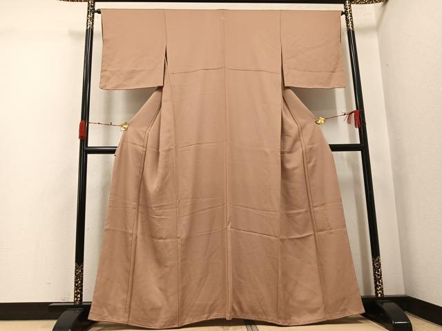 平和屋着物●上質な色無地　作家物　本泥引染　霞地紋　焦香色　ますいわ屋扱い　正絹　逸品　AABK2123ph