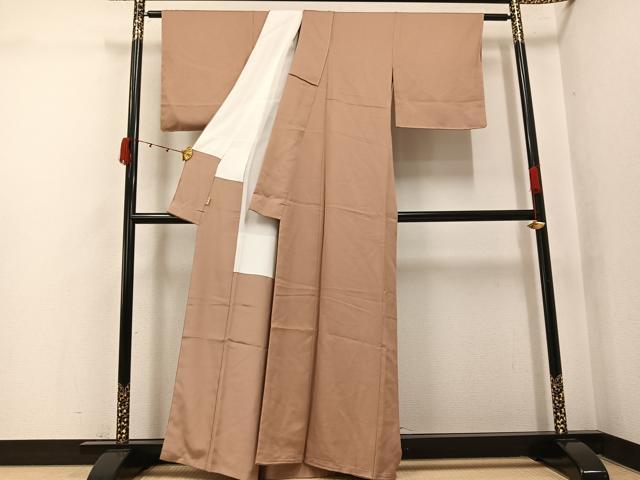 平和屋着物●上質な色無地　作家物　本泥引染　霞地紋　焦香色　ますいわ屋扱い　正絹　逸品　AABK2123ph