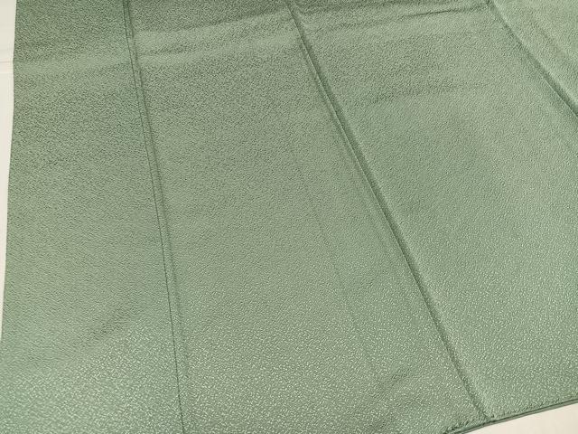 平和屋着物●京加賀友禅　百貫達雄監修　色無地　霞地紋　山葵色　丹後ちりめん　証紙・反端付き　正絹　逸品　AABK2124ph