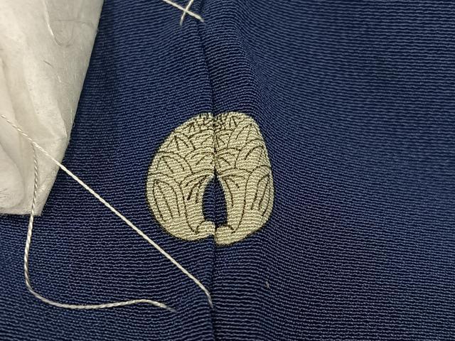 平和屋着物●上質な色無地　青褐色　高砂縮緬　反端付き　正絹　逸品　未使用　AABK2125ph