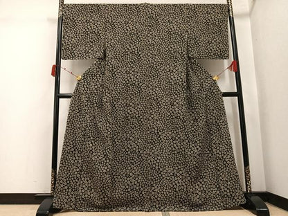 平和屋着物●上質な小紋　夜桜　黒地　正絹　逸品　未使用　AABK2126ph