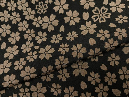 平和屋着物●上質な小紋　夜桜　黒地　正絹　逸品　未使用　AABK2126ph