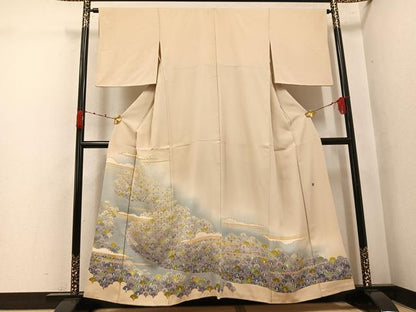 平和屋着物●本加賀友禅作家　矢田博　色留袖　花青海波　暈し染め　正絹　逸品　AABK2127ph