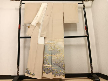 平和屋着物●本加賀友禅作家　矢田博　色留袖　花青海波　暈し染め　正絹　逸品　AABK2127ph