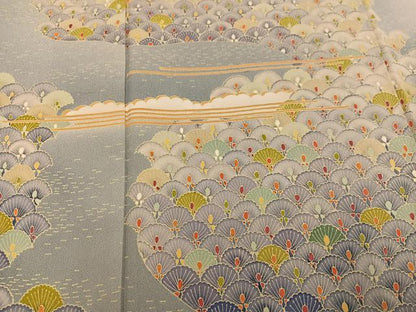 平和屋着物●本加賀友禅作家　矢田博　色留袖　花青海波　暈し染め　正絹　逸品　AABK2127ph